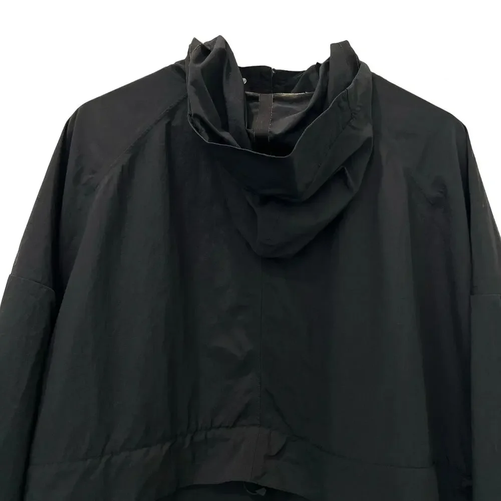 Adidas Jacket Womens Medium Black Hooded Windbreaker Full Zip Water Resistant